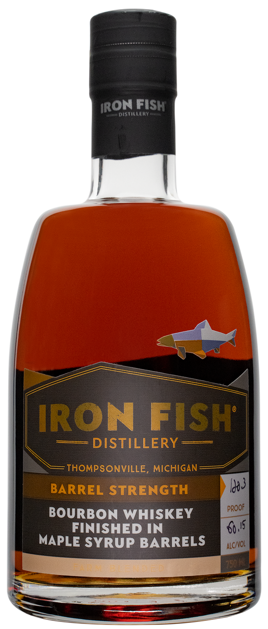 Iron Fish Barrel Strength Bourbon Whiskey Finished in Maple Syrup Barrels