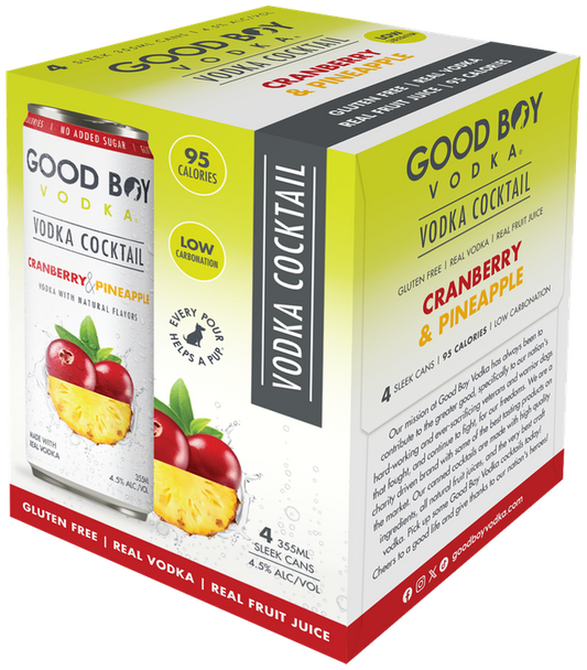 Good Boy Vodka Cocktail Cranberry & Pineapple 4pk - Presale