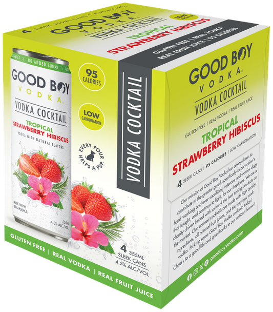 Good Boy Vodka Cocktail Tropical Strawberry Hibiscus 4pk - Presale